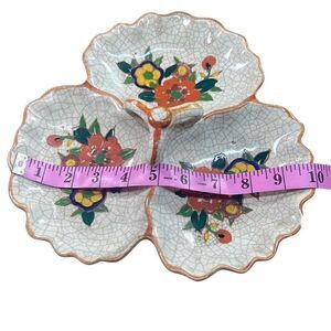 Multicolor Hand Painted Floral Divided Dish Candy & Nut Dish Size 10" x 10" Japa